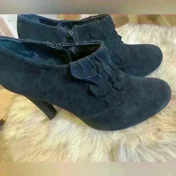 Gianni Bini black suede booties with 4 inch heels. Worn 2 or 3 times. - Picture 2 of 5